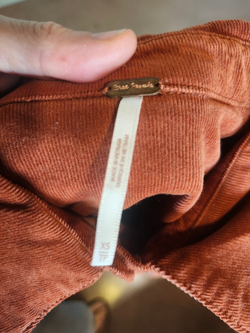 Free People DYNOMITE Rust Burnt Orange Corduroy Mini Dress XS Western Cowgirl - Picture 5 of 11